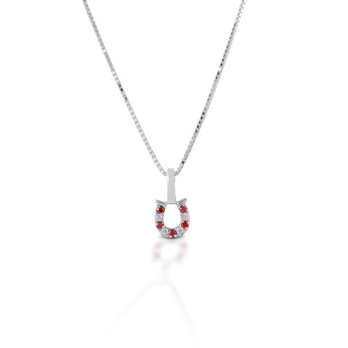 Kelly Herd Horseshoe Necklace - Sterling Silver/Red