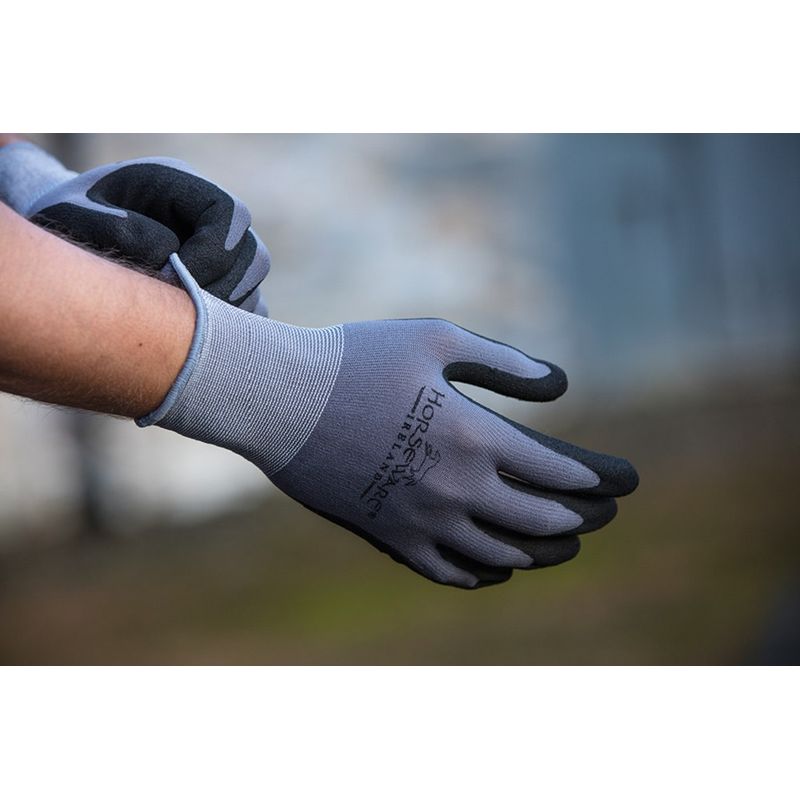 Horseware Coated Supreme Grip Work Gloves 2 Pack Grey Black Horseware CGHU60 JK00 Tack Of The Day