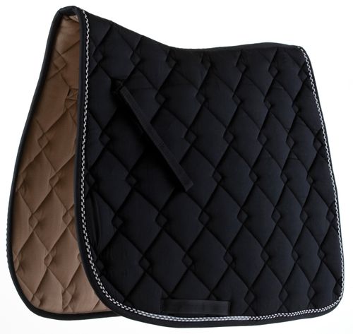 Roma Ecole Double Diamond Quilt Dressage Saddle Pad - Black/Silver