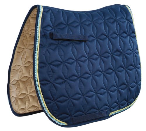 Roma Ecole Star Quilt Close Contact Saddle Pad - Navy/Blue/Green