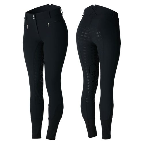 Horze Women's Melody High Waist Micro Silicone Full Seat Breeches - Black