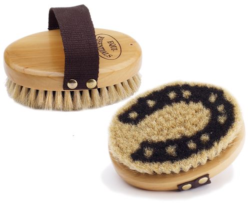Equi-Essentials Wood Back Horse Hair Horseshoe Body Brush - Natural
