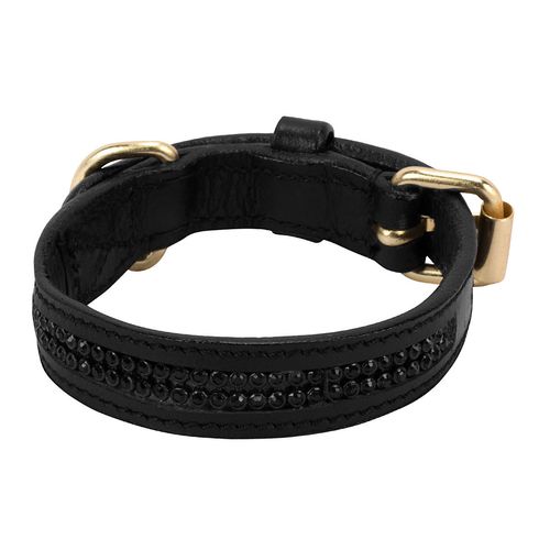 Halo Bling Two Row Dog Collar - Black Crystals