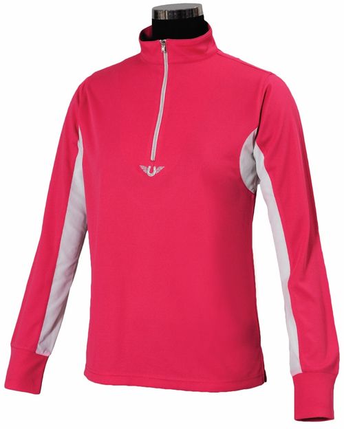 TuffRider Kids' Ventilated Technical Long Sleeve Sport Shirt - Hot Pink
