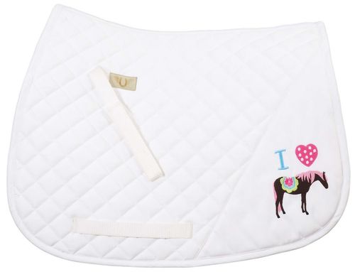 TuffRider I Heart Pony Girl Saddle Pad - White
