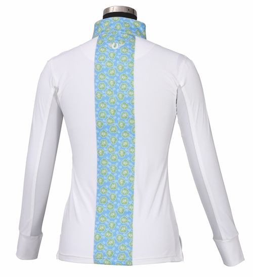 TuffRider Women's Athena EquiCool Riding Sport Shirt - White/Light Blue