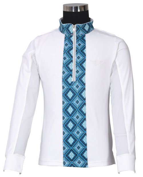 TuffRider Kids' Artemis EquiCool Riding Sport Shirt - White/Print