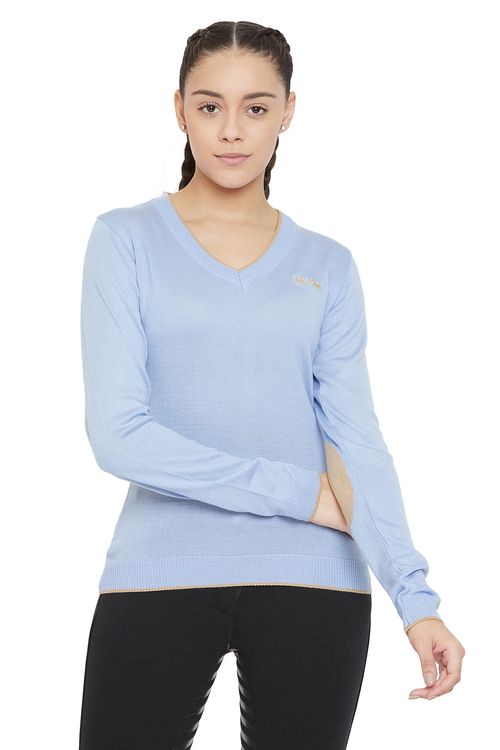 Equine Couture Women's Morgan V Neck Sweater - Baby Blue