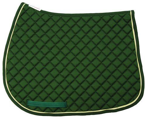 TuffRider Basic All Purpose Saddle Pad w/Trim and Piping - Hunter/Hunter/Light Tan