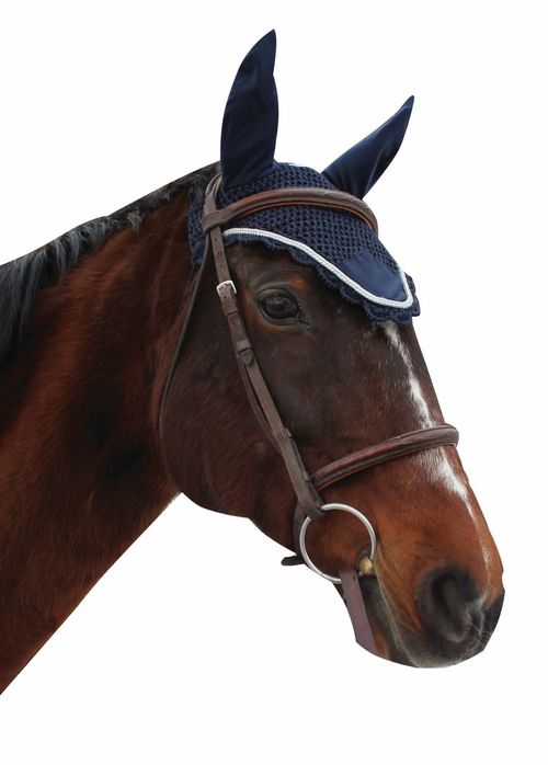 Equine Couture Fly Bonnet with Silver Rope - EC Navy
