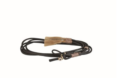 Western Rawhide Jim Taylor Soft Leather Split Reins - Dark Brown/Red/White