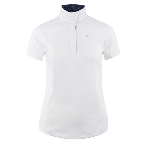 Horze Women's Blaire Short Sleeved Sun Show Shirt - White/Dark Navy