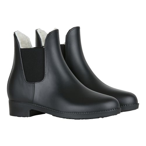 Horze Kids' Bonn Rubber Paddock Boots w/Faux Fur Lining - Black