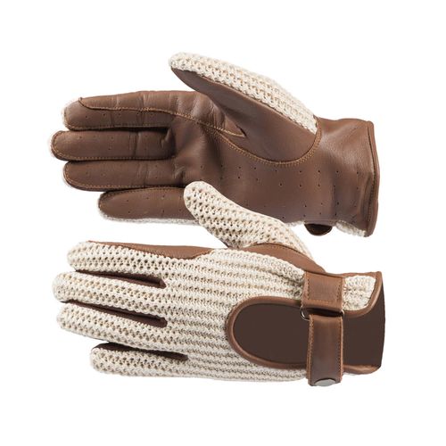 Horze Crochet Gloves - Brown/Off White