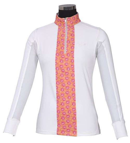 TuffRider Women's Athena EquiCool Riding Sport Shirt - White/Orange