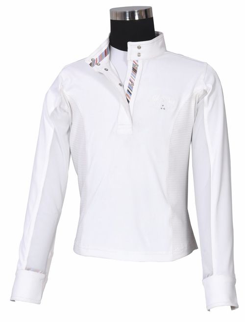Equine Couture Kids' Cara Long Sleeve Show Shirt - White