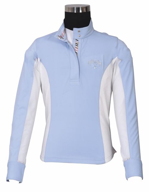 Equine Couture Kids' Cara Long Sleeve Show Shirt - KL Baby Blue