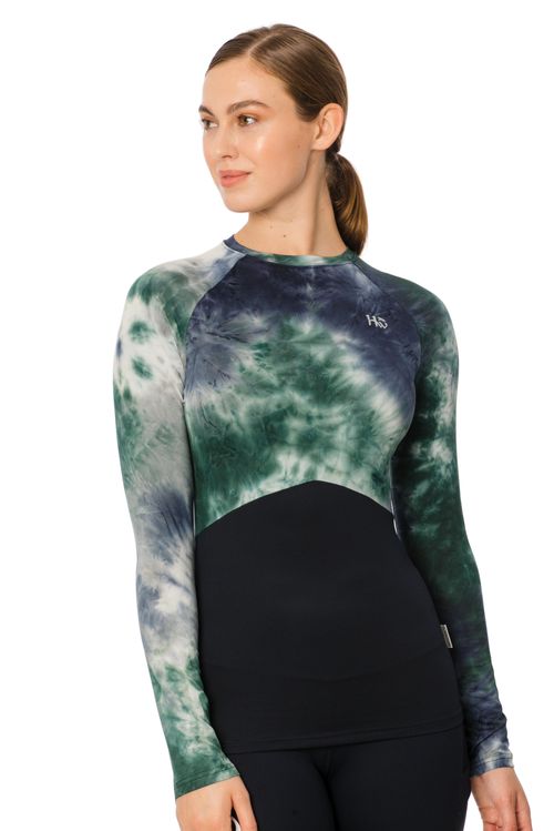 Horseware Women's Jade Crewneck Tech Baselayer - Green/Navy Tie Dye