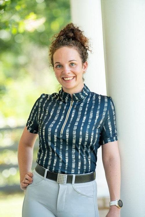 FITS Women's Summer Tech Short Sleeve Shirt - Navy Lattice