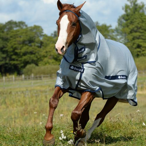 Bucas Buzz Off Full Neck Fly Sheet - Silver/Navy