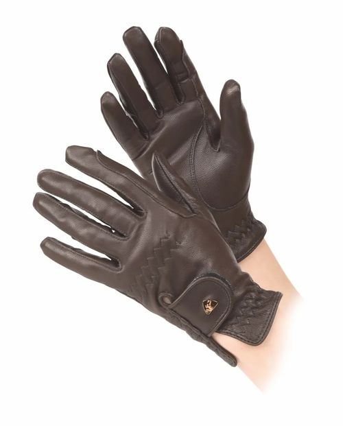Shires Aubrion Kids' Leather Riding Gloves - Brown