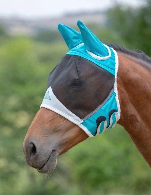 Shires FlyGuard Fine Mesh Fly Mask w/Ears - Teal