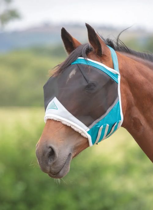 Shires Fine Mesh Earless Fly Mask - Teal