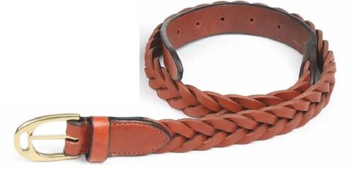 Shires Aubrion Plaited 35mm Leather Belt - Tan