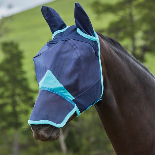 Weatherbeeta Comfitec Fine Mesh Mask w/Ears & Nose - Navy/Turquoise