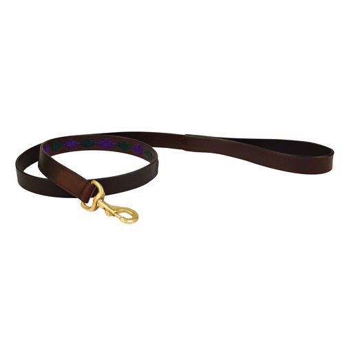 Weatherbeeta Polo Leather Dog Lead - Beaufort Brown/Purple/Teal