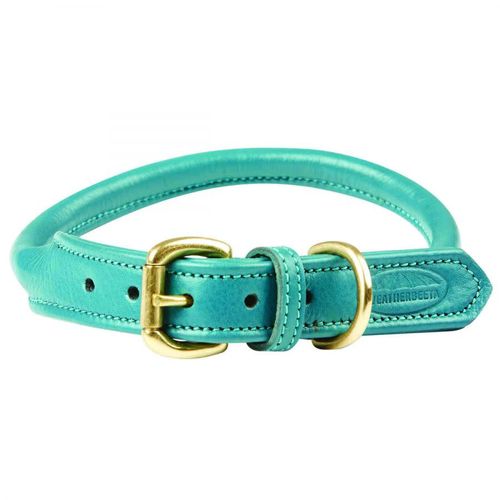 Weatherbeeta Rolled Leather Dog Collar - Teal