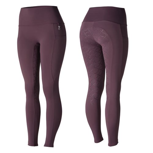 Horze Women's Gillian Silicone Full Seat Tights - Vineyard Wine Red