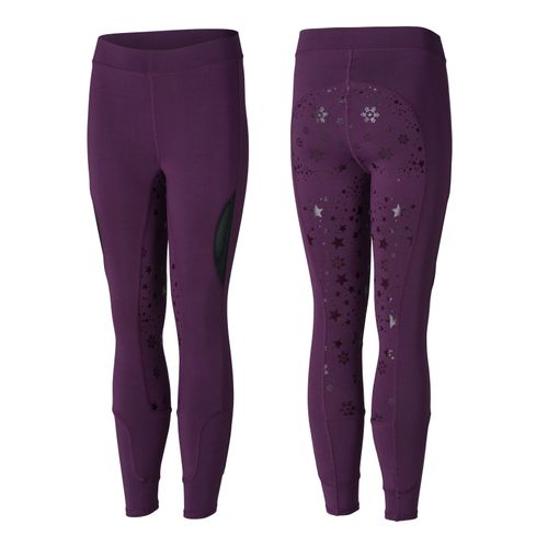 Horze Kids' Cool Mesh Silicone Full Seat Tights - Wineberry Purple