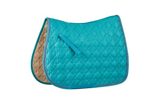 Roma Ecole Flower Diamond Quilt All Purpose Saddle Pad - Teal/Lavender