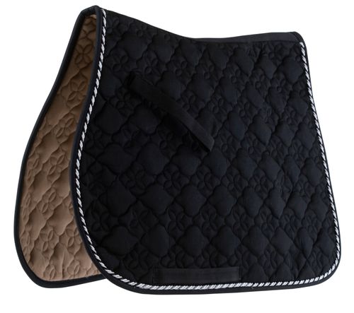 Roma Ecole Flower Diamond Quilt All Purpose Saddle Pad - Black/Silver