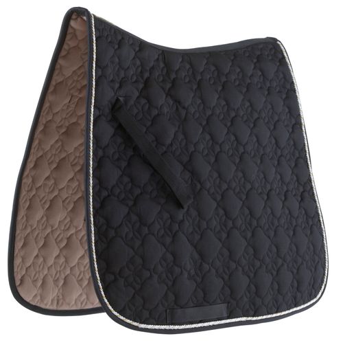 Roma Ecole Flower Diamond Quilt Dressage Saddle Pad - Black/White/Gold