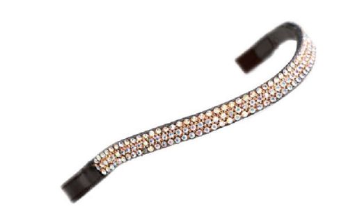 Shires Aviemore Wide Diamante Browband - Havana/Peach