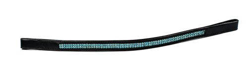 Harmohn Kraft Double Row Turquoise Crystal Browband - Dark Brown