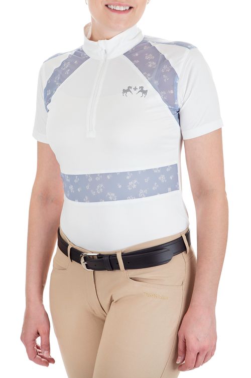 Equine Couture Women's Nicolette Equicool Short Sleeve Show Shirt - White/Floral