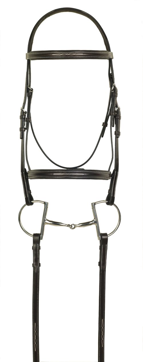 Aramas Fancy Square Raised Padded Bridle w/Fancy Lace Reins - Chocolate