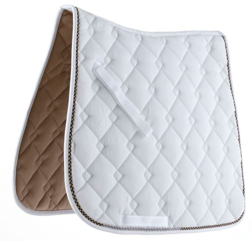 Roma Ecole Double Diamond Quilt Dressage Saddle Pad - White/Navy/Gold