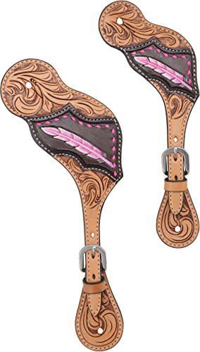 Western Rawhide Gator/Feather Spur Straps - Pink