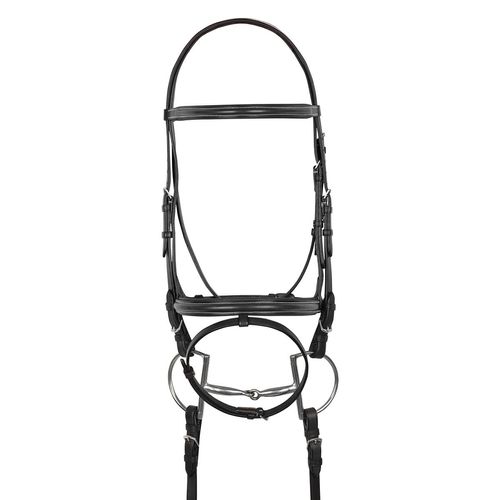 Harmohn Kraft Raised Padded Event Bridle w/Flash and Web Reins - Black