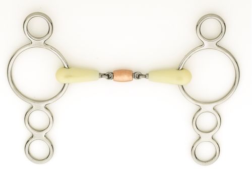 Happy Mouth Bits Double Jointed Copper Roller 3-Ring Gag