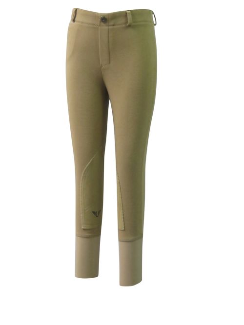 TuffRider Kids' Cotton Pull-On Knee Patch Breeches - Sand