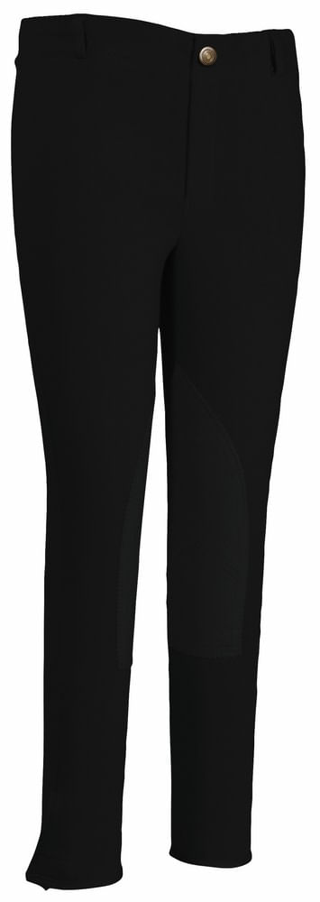 TuffRider Kids' Cotton Pull-On Knee Patch Breeches - Black