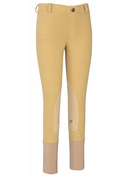 TuffRider Kids' Starter Lowrise Pull-On Knee Patch Breeches - Light Tan