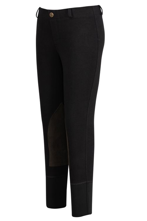 TuffRider Kids' Starter Lowrise Pull-On Knee Patch Breeches - Black