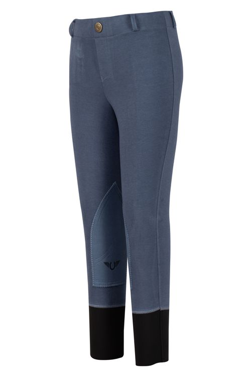 TuffRider Kids' Starter Lowrise Pull-On Knee Patch Breeches - Denim