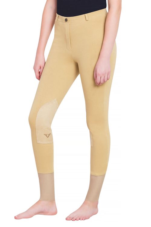 TuffRider Women's Starter Lowrise Pull-On Knee Patch Breeches - Light Tan